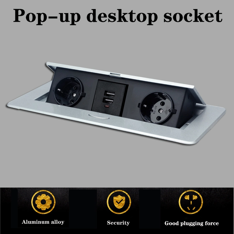 Has Two EU Dual USB Power Plugs for Pop-up Desktop Sockets