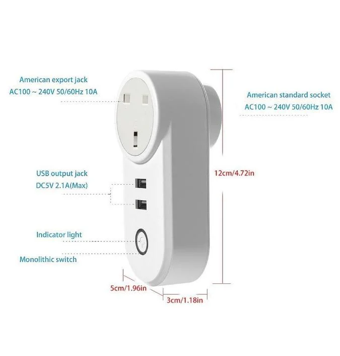 Tuya Smart Plug WiFi Socket 2 USB Ports with Timer EU UK