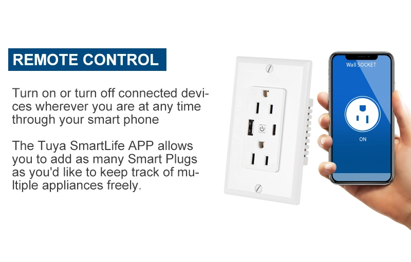 120 Type Tuya Smart Us Socket with USB Port Type C Port with UL ETL Certficate