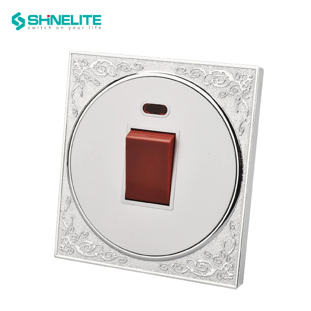 British Standard PC Round Pin 10A 1 Gang 2 Way Wall Switch Electrical Light Switch for Nigeria