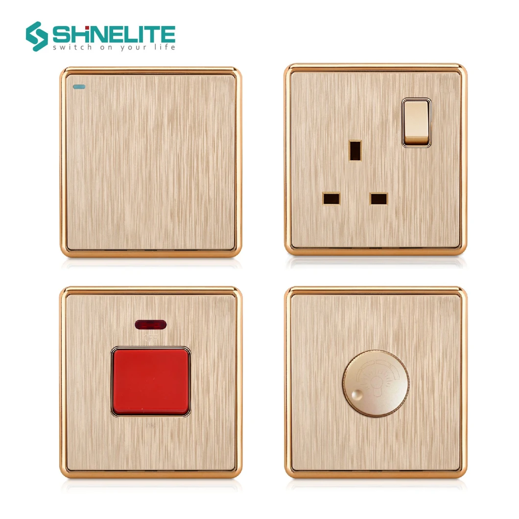 Best Selling UK Standard 1 Gang 15A Round Pin Socket Switch with Neon Wall Switched Socket.