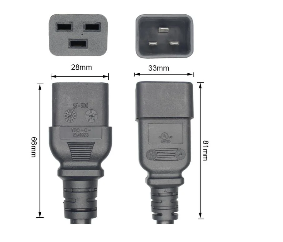 C19 to C13 Power Cord PDU Rack Server IEC C19 to C20 15A 20A Power Extension Jumper Lead Cable Plug Socket 3FT 4FT 5FT