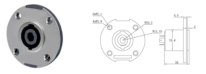 Round 4 Pole Audio Speaker Speakon Female Socket (9.3254)