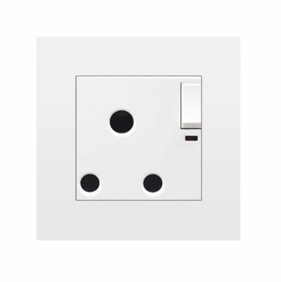 15A Round Hole White/Black/Gold/Silver Panel Socket with Switch and Indicator