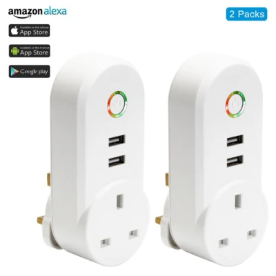 Tuya Smart Plug WiFi Steckdose 2 USB-Anschlüsse mit Timer EU UK