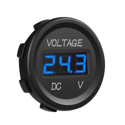 Wasserdichte 12-V-LED-Anzeige, Voltmeter-Steckdose mit blauem, digitalem, rundem Panel